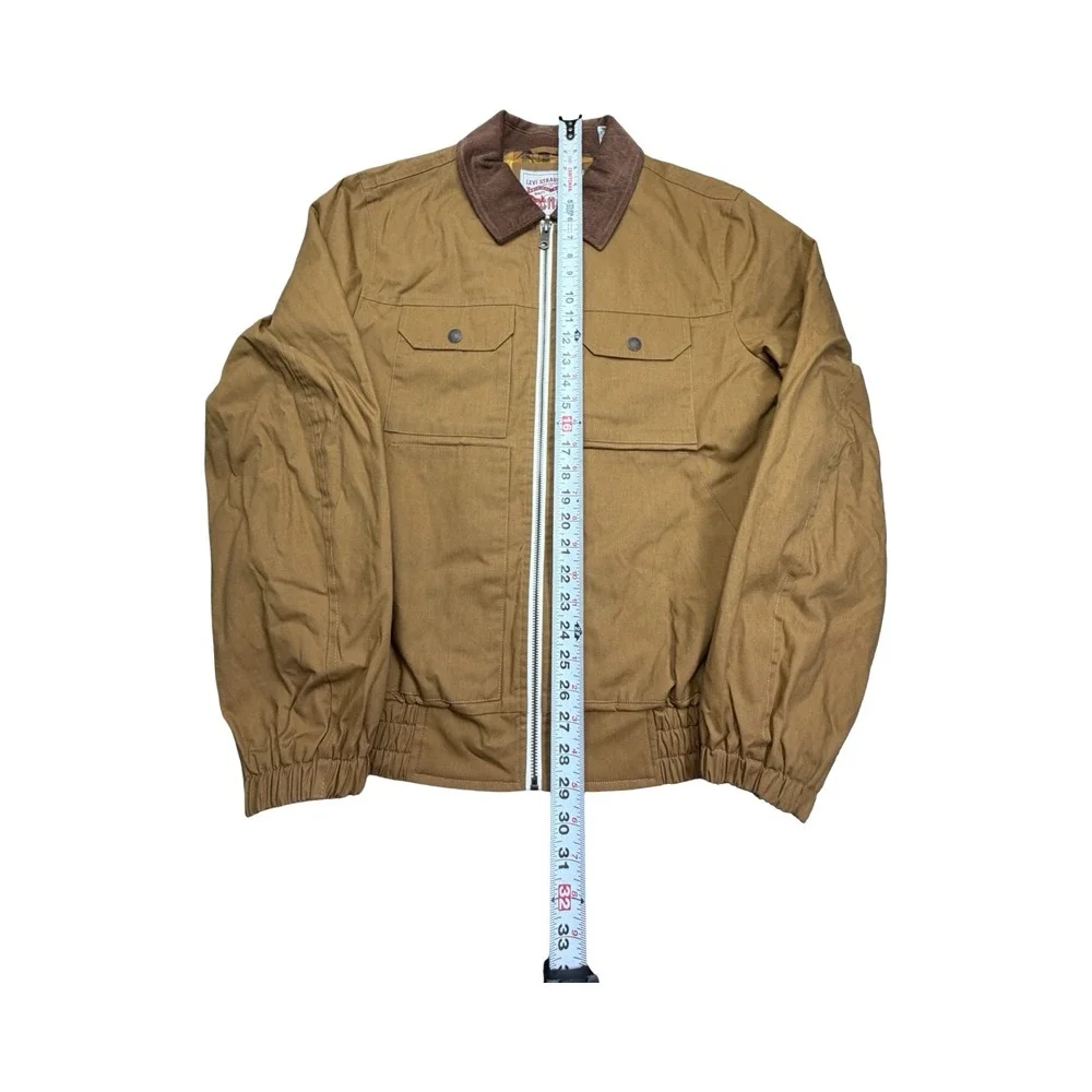 Levis Jacket Mens M Tan Prototype Sample Canvas Corduroy Collar Plaid Lined Zip